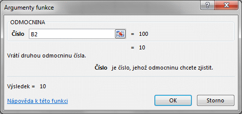 Excel potvrzení vložení funkce