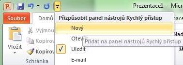 Panel rychlý přístup