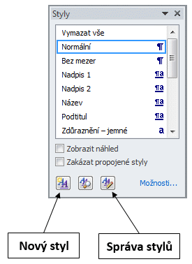 Word styly šipky