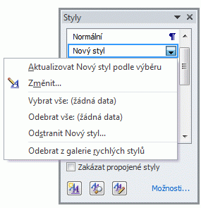 Word styl dle výběru
